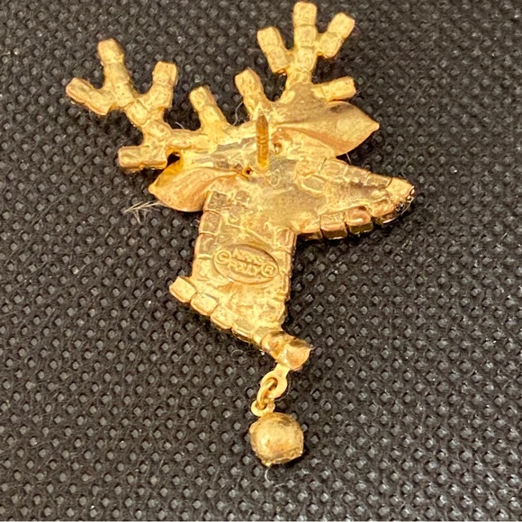Vintage Kirks Folly Rudolph the Reindeer Head Rhinestone Pin - Picture 2 of 4